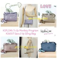 *ส่งฟรี EMS. ของแท้ พร้อมส่งค่ะ* 8.5 นิ้ว * KIPLING 3 ZIP MONKEY PROGRAM K16217 SEOUL UP SLING BAG