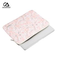 CanvasArtisan Pink Floral Pattern Laptop Sleeve Bag Set Waterproof Leather Cover Case for Matebook Air Pro Tablet 15 inch with Small Gadget Bag