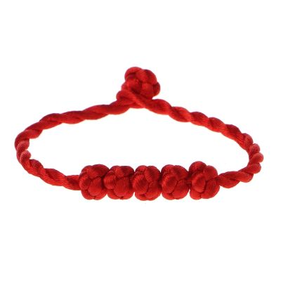 จีน Feng Shui เชือกนำโชคสร้อยข้อมือ5 Knotted ลูกปัดสีแดงเครื่องประดับ