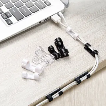 QOOVI Cable Organizer Management Wire Holder Flexible USB Cable Winder Tidy  Silicone Clips For Mouse Keyboard