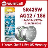 EUNICELL LR43 SR43ขนาด100มิลลิแอมป์ต่อชั่วโมง AG12แบตเตอรี่ Pilas V12GA SR43SW SR1142 386A RW44 1.5โวลต์ถ่านเหรียญอัลคาไลน์สำหรับนาฬิกา