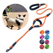 Dây Xích Chó Cưng Mềm Phản Quang BC Nylon Dây Kéo Tay Cầm Đôi Dây Dắt Huấn