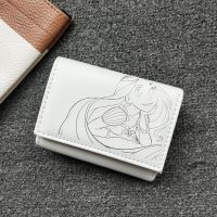 №✗♤ Japanese-style pure milky white multi-functional small storage bag short princess money card storage bag student folding small wallet