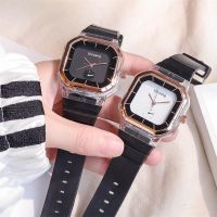 New couple watch student pair male and female black and white belt gift life waterproof Valentines Day watch free engraving