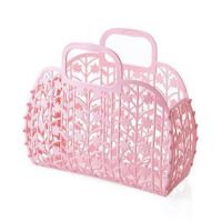 【YF】 Bathroom Hollow Washing Storage Basket Women Bath Foldable Flower Mesh Portable Laundry Home Clothes Organizer