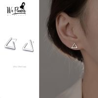 We Flower Chic s925 Silver Geometric Hollow Triangle Stud Earrings for Women Girls Fashion Ear Jewelry