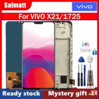 Salmatt หน้าจอ TFT มีกรอบสำหรับ VIVO จอแสดงผล LCD แบบสัมผัสหน้าจอ X21พร้อมกรอบชุดดิจิไทเซอร์กรอบ LCD จอ TFT แสดงผลสำหรับ VIVO X21 1725