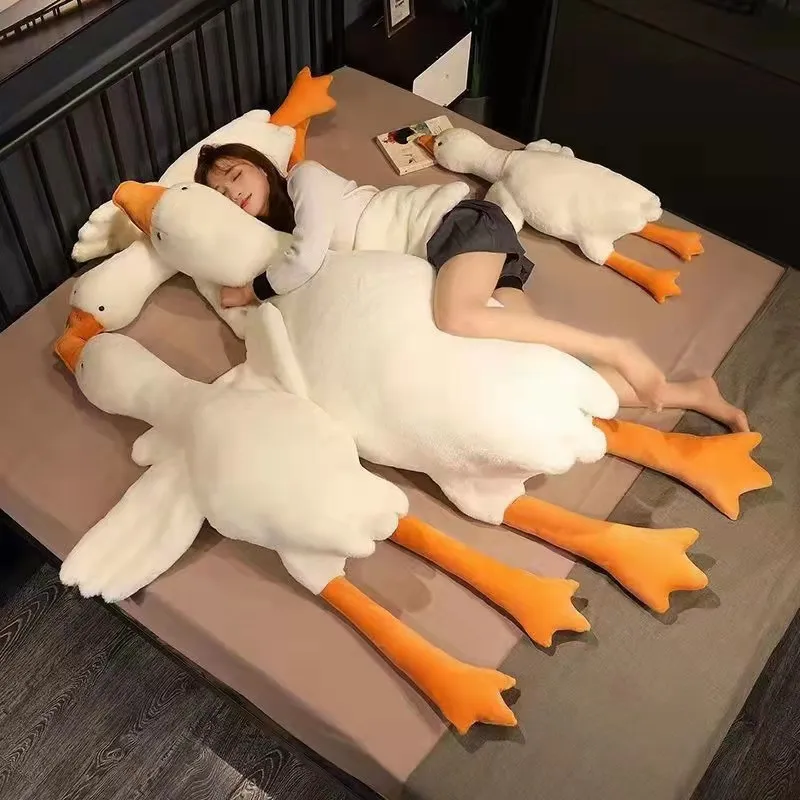 190cm Giant Long Plush White Goose Toy Stuffed Lifelike Big Wings Duck Hug  Massage Throw Pillow Boyfriend Cushion For Girl