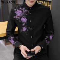 a.ge season business casual no-iron elastic men long sleeve printing tide of han edition cultivate ones morality handsome mens shirts