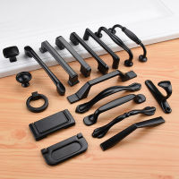 【CW】Aluminum Alloy Black Cabinet Handles American Style Solid Kitchen Cupboard Pulls Drawer Knobs Furniture Handle Hardware