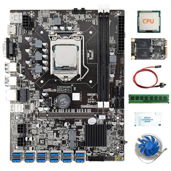 b75-12-usb3-0-btc-mining-motherboard-cpu-fan-4g-ddr3-ram-120g-msata-ssd-thermal-grease-switch-cable-lga1155-ddr3-sata3-0