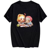 Cloocl Cartoon Anime Demon Slayer Kimetsu No Yaiba Cotton T-Shirts 3D Printed Casual Short Sleeve Hip Hop Tops Black Cotton Tees 【Size S-4XL-5XL-6XL】