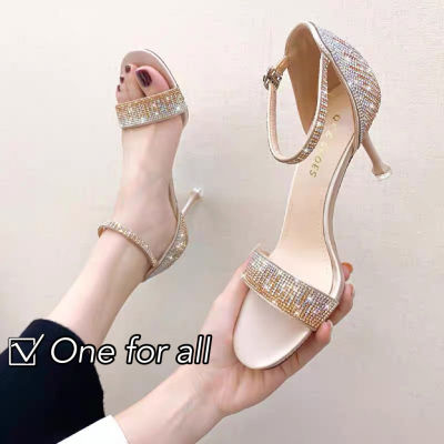 [พร้อมส่ง] One for all พร้อมส่งจากไทยรุ่น MAXi Style TX374 รองเท้าแตะหญิง รองเท้าส้นสูงเปิดนิ้วเท้า สูง3นิ้ว รองเท้าส้นเข็ม  ประดับพลอยเทียม