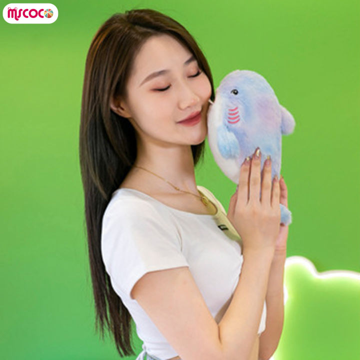 mscoco-ตุ๊กตาผ้าพลัชชี่แบบนิ่มสุดน่ารักตุ๊กตายัดไส้รูปฉลามสีรุ้งจำลองสำหรับเด็กผู้หญิงและหมอนอิงหมอนของสะสมตกแต่งของขวัญ