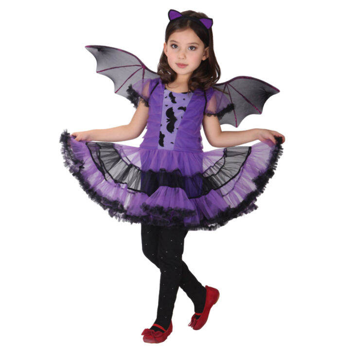 Kanak-Kanak Perempuan Ungu Bat Vampire Princess Dress Fancy Cosplay ...