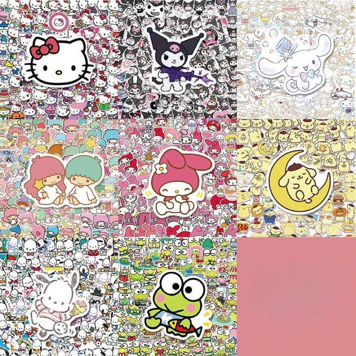 50pcs-new-sanrio-stickers-cartoon-kuromi-my-melody-cute-sticker-pack-toys-for-girls-laptop-skin-kawaii-stickers