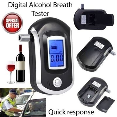 1pcs Professional Digital Breath Alcohol Tester Breathalyzer with LCD Dispaly with 5 Mouthpieces AT6000 Bafometro Alcoholimetro