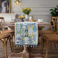 [COD][yihanju] Ready Stock Table runner unique household chenille dining Fashion tassel decorative towel Coffee greene Small Fish jacquard Mate