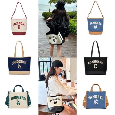 MLBˉ Official NY Korean ML Bucket Bag 23 New Fashion Foreign Style College Wind One Shoulder Messenger Handbag Class Commuting Tote Bag