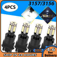 4ชิ้น3157 3156 57-smd ไฟ Led รถยนต์ไฟเบรคหลังถอยหลังหลอดไฟสัญญาณเลี้ยว10W 6000K 360องศา