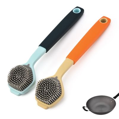【hot】✠☞  Cleaning Dish Silicone Handle Scrubber Pans Pots
