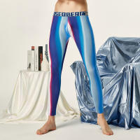 Gradient Aurora Blue Mens Long Johns Seobean Free Shipping Brushed Mens Long Johns Trendy Brand Mens Leggings