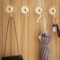 Adhesive Wall Hooks Acrylic Shower Hooks for Hanging Gold Self-Adhesive Hooks Towel Holder Bathroom Accessories 3Pc