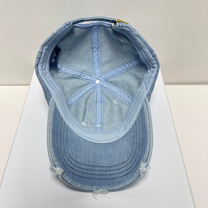 หมวกแซนเพ็นแบคแบบลำลองประดับพลอยเทียมหมวกเบสบอลพร้อมคาวบอยสำหรับชายและหญิงฮิปฮอป-celana-jeans-denim-กีฬากลางแจ้งขายส่ง