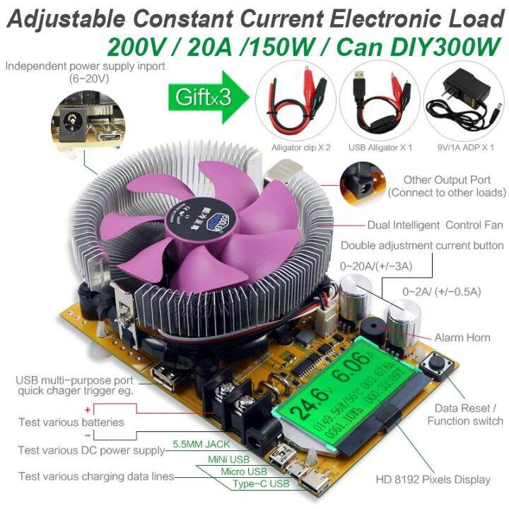 150w-dc-electronic-load-tester-usb-adjustable-testing-module-power-meter-load-charger-18650-battery-tools-200v-20a-led-strip-lighting