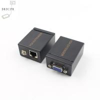 DRDIPR ตัวรับสัญญาณ VGA Extender 60เมตร เครื่องส่งสัญญาณ อะแดปเตอร์ ตัวขยายสัญญาณ VGA เป็น RJ45 ไม่จำเป็นต้องตั้งค่า สายเคเบิลเครือข่ายเดียว ตัวขยายสัญญาณเครือข่าย VGA เป็น RJ45 สำหรับคอมพิวเตอร์/โปรเจคเตอร์/โทรทัศน์/