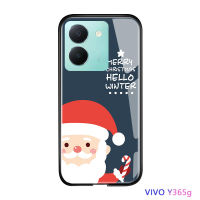 Volans สำหรับ Vivo Y36 Y36 5G กันกระแทกซานตาคลอสเนอร์เอลก์คริสต์มาสเคสโทรศัพท์คริสต์มาสกวางมนุษย์หิมะปลอกกระจกเทมเปอร์ฝาครอบป้องกัน