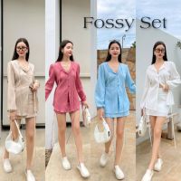 เซ็ท2ชิ้น✨Fossy Set✨เซ็ตเสื้อแขนยาวกระดุมหน้าแต่งเชือกลูกไม้+กระโปรงสั้นดีเทลสวย ป้ายOnseason