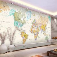 [hot]3D Wallpaper Modern Retro World Map Photo Wall Murals Kids Bedroom Study Library Sticker Self-Adhesive Easy Operate Home Décor