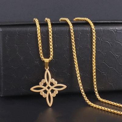 JDY6H Stainless Steel Witchcraft Witch Knot Jewelry Set Women Vintage Witchcraft Amulets Ring Necklace Earrings Accessories Set
