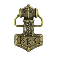 Retro Bronze Hammer Thor Odin Nordic Viking Celtic Knot Geometry Zinc Alloy Metal Belt Buckle Charm Man Sash Clasp Accessories Belts