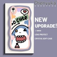 Chenyyka เคสสำหรับ OPPO A37 A37F ลายการ์ตูนน่ารักปลาฉลามใหม่มาการองขอบคลื่นเคสมือถือนิ่มกันกระแทกแบบใสสร้างสรรค์เคสโปร่งใสลายกล้องถ่ายรูปซิลิก้าเจลฝาครอบป้องกัน