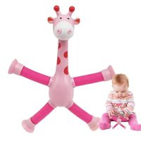 【LZ】¤™  Cartoon Giraffe Toy Telescopic Suction Cup Giraffe Puzzle Stretchy Tubes Decompression Toy Interactive Toy For Stress Relief