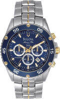 Bulova Mens Marine Star Two-Tone Stainless Steel Chronograph Quartz Watch, Blue Dial Style: 98H37