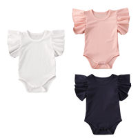 【 Cw】baby Girls Rompers 0-18M ฤดูร้อนเสื้อผ้าเด็กแรกเกิดสำหรับเด็กผู้หญิงเด็กผู้ชายถัก Ruffles แขน Rompers Jumpsuit ชุดผ้าฝ้ายเด็ก