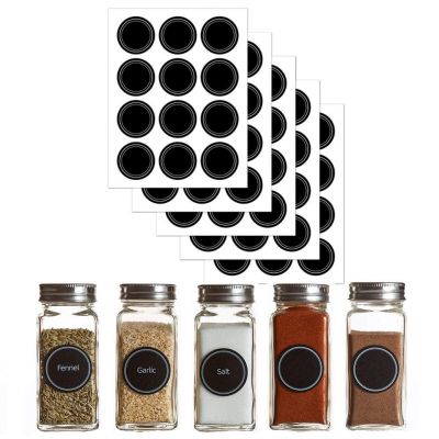 hot！【DT】™▼☁  60Pcs Round Label Stickers Reusable Blackboard Jars Spice Bottle Pantry Food Storage