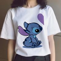 เสื้อทีเชิ๊ต Lilo Stitch หญิงเสื้อยืดกราฟิกผู้หญิงฮาราจูกุ Kawaii Aesthetic T เสื้อเชิ้ตพลัสไซส์วินเทจ