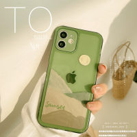 Apple เคสโทรศัพท์มือถือ iPhone 15/14/13/12/11/X/x/xr แนวเรโทรสุดสร้างสรรค์14 Plus 12 Pro Max เคสโทรศัพท์มือถือซิลิโคนนิ่มสีเขียวเคสนิ่ม13 Mini ล้อมรอบกันตกเคสป้องกันโทรศัพท์มือถือ