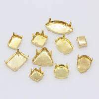 30P All Shape &amp; Size Empty Base Setting Gold Plated Blank Claw For Holder Jewels Stitch On Sew On Crystal Glass Rhinestones