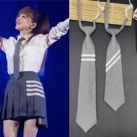 Gray Ties Retro Silky Narrow Neck Tie Slim Smooth Women 39;s Bow Tie Korean Style Simple Elegant All-match Trendy Tie 2022 New