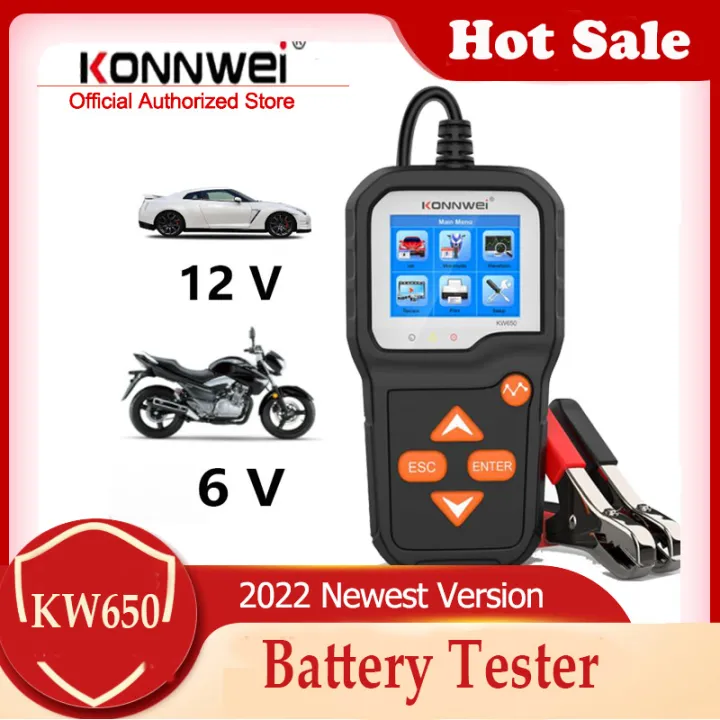 KONNWEI KW650 Car Motorcycle Battery Tester 12V 6V Battery System
