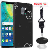 มาใหม่ล่าสุดสำหรับ Huawei Mate 20 Pro เคสสำหรับหัวเหว่ยซิลิคอนนุ่มกรณีที่มีรูปแบบเดียวกันถุงลมนิรภัยขาตั้งโทรศัพท์และเชือก