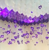 100pcs/lot Purple Heart Laser Sequined Rain Balloon Pendant Romantic Wedding Room Birthday Party Decoration Balloon Accessories Artificial Flowers  Pl