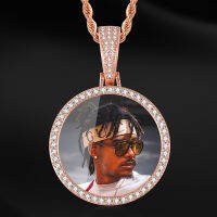 Fashion Hip Hop Jewelry With Tennis Chain Custom Made Photos Roundness Solid Pendant Necklace Custome Picture For Women Men