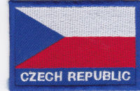 iron on patch Embroidery Country flag Czech Republic 7x5 cm สาธารณรัฐเช็ก ธงประจำชาติ ตัวรีด เย็บติดผ้าประเทศไทย โลโก้ปัก มีกาวสำหรับรีด ตกแต่งเสื้อผ้า