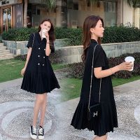 8055# 2021 Summer Korean Fashion Black Maternity Blazer Dress A Line Elegant Plus Size Clothes for Pregnant Women Chic Pregnancy